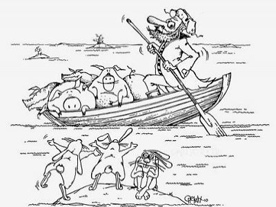 Дед Мазай и свиньи. Карикатура публикуется в статье автора, источник - http://caricatura.ru/
