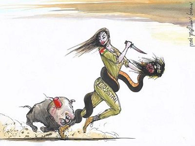 Эрдоган и курды (карикатура). Источник - 123ru.net