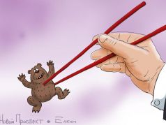 Палочки и медведь - сотрудничество с КНР. Карикатура С.Елкина: t.me/newprospect
