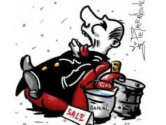 Путин за копейки продал нефть, газ и Байкал китайцам. Карикатура А.Петренко: t.me/PetrenkoAndryi