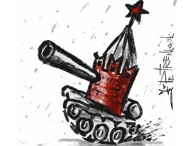 На границе танки ходят хмуро... Карикатура А.Петренко: t.me/PetrenkoAndryi